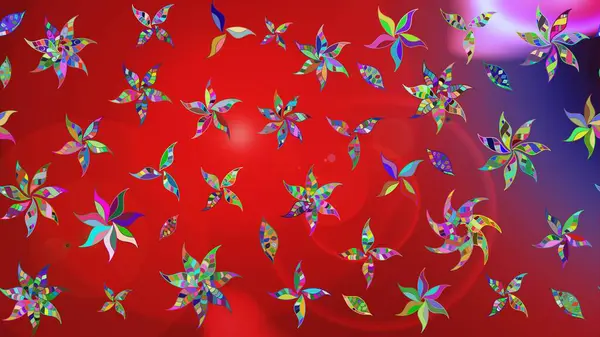 Kırmızı renkte çiçekler. Raster illüstrasyonunda çiçek deseni çizimi.