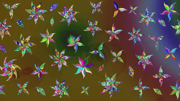 Asya tekstil tarzında. Yeşil renkli çiçekler. Çiçek desenli çizim. Düz Çiçek Elementleri Tasarımı. Renkli Bahar Teması eskiz kalıbı. Raster illüstrasyonu.