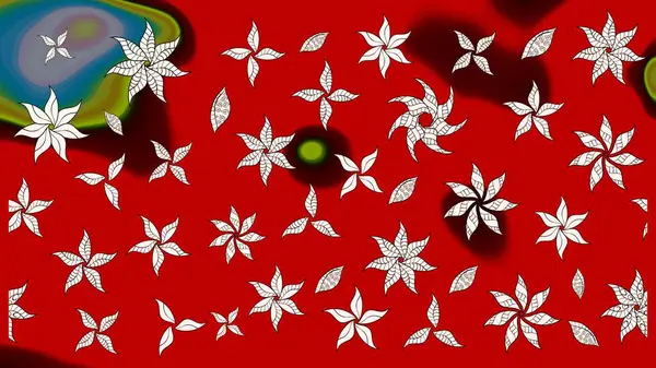 Raster çiçek desenleri çiziyor. Vadinin çiçekleri kırmızı renklerde.