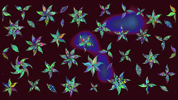 Sketch Colour Spring Theme eskiz kalıbı. Kahverengi renkli çiçekler. Düz Çiçek Elementleri Tasarımı. Sevimli çiçek raster deseni.