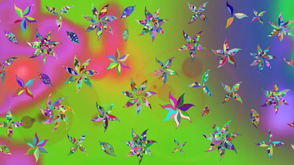 Nazik, narin çiçek arkaplanı. Çiçekli karalama şeklinde Raster çiçek deseni. Yeşil renkte çiçekler.