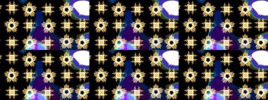 Kış Noel 'inde kar bembeyaz kristal element. Meteoroloji buz koleksiyonu. Xmas Frost kar taneleri izole edilmiş siluet sembolü. Raster. Kar Tanesi raster simgesi arka planı siyah, mavi ve sarı renk