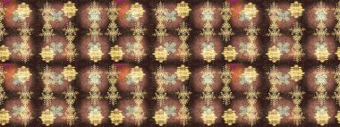 Modern soyut tasarım posteri, kapak, kahverengi, bej ve sarı renkli kart tasarımı. Retro tarzı, kış elementleri. Kar taneleri tasarımı. Moda olmuş kar taneleri ve elementler Memphis kartları.