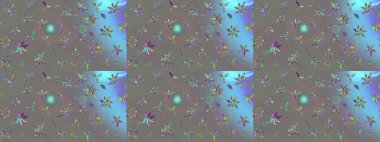 El çizimi çiçekli soyut çizim kalıbı. Gri renkli çiçekler. Raster illüstrasyonu.