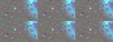 Elle çizilmiş çiçek desenli Raster çizimi. Gri arka planda. Çocuksu tasarım. Tekstil, kumaş, ambalaj, hatıra defteri için güzel çiçek arkaplanı..