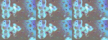 Mavi renkte güzel bir tekstil. Raster illüstrasyonu. Suluboya çiçekli çiçek deseni.