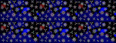 Suluboya tarzında mavi renkte. Küçük çiçekli yay deseni çiz. Raster illüstrasyonu.