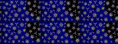 Mavi renkte etnik çiçeklerle süslenmiş zarif bir eskiz. Raster Çiçek İllüstrasyonu güzel tekstil..