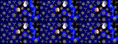 Renkli Bahar Teması eskiz kalıbı. Süslü kumaş deseni. Raster illüstrasyonundaki çiçek desenli çizim. Düz Çiçek Elementleri Tasarımı.