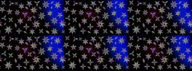 Oldukça eski bir besin torbası deseni, küçük siyah renkte, çiçekler. Millefleur 'lar. Tekstil, kumaş, kapaklar, duvar kağıtları, baskı, paket, koleksiyon defteri, örgü, dekupaj için çiçek arkaplanı..