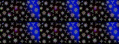 Çiçek tasarımı için inanılmaz bir kolaj cenneti tarzı. Parlak çiçekli kolaj çiçekleri siyaha boyanmış. Çiçekli zambaklar eskiz arka planı.