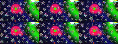 El çizimi çiçekli soyut çizim kalıbı. Gri renkli çiçekler. Raster illüstrasyonu.