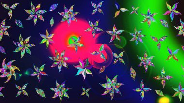 Gri renklerde bahar çiçekleri. Raster illüstrasyonu. Raster çiçek desenli ve çiçekli..