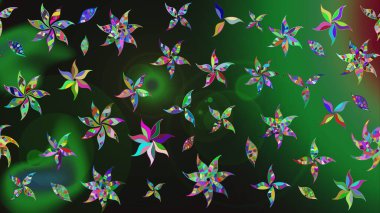 Modern gelişim yeşil raster arka plan duvar kâğıdı illüstrasyonu klasik çizgili, desenli desenli çiçekler, çiçekli süsler. Çiçekli el çizimi çizimi deseni.