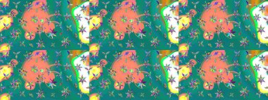 Raster - stok. Mavi çiçekli eskiz deseni, suluboya çiçek deseni, sevimli çiçek, duvar kağıdı, kart veya kumaş için fayanslı.