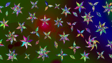 Çiçekli çizim şekli. Renkli Bahar Teması eskiz kalıbı. Düz Çiçek Elementleri Tasarımı. Yeşil renkte çiçekler.