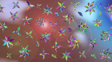 Düz Çiçek Elementleri Tasarımı. Kahverengi renkli çiçekler. Renkli Yaz Temalı eskiz kalıbı. Çiçekli retro deseni çiz.