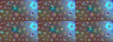 Raster illüstrasyonu. Miles Fleur, süslü püslü bir süs. Eskiz geçmişi. Kumaş, tekstil, duvar kağıdı baskısı için. Eski usul. Tomurcukları papatya çiçekleri olan sevimli bir çiçek deseni..