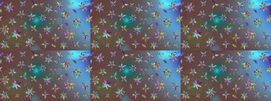 Kahverengi renklerde. 3D çiçekler, eskiz. Raster illüstrasyonu.