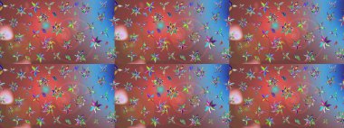 Raster illüstrasyonu. Kahverengi renklerde bahar çiçekleri. Yaprak ve çiçeklerin suluboya resmi, kahverengi renklerdeki çizim deseni.