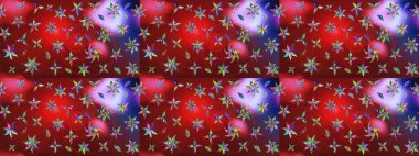 Raster deseni. Bahar çiçekleri dallı desen, kırmızı renkler çiçekli siluet.