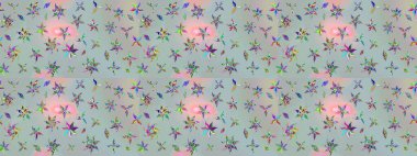 Gri renkli çiçekler. Düz Çiçek Elementleri Tasarımı. Raster illüstrasyonundaki çiçek desenli çizim. Renkli Yaz Teması çizim şablonu.