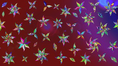 Asya tekstil tarzında. Renkli Bahar Teması eskiz kalıbı. Raster illüstrasyonu. Düz Çiçek Elementleri Tasarımı. Güzel kumaş deseni. Çiçek desenini çiz.