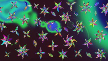 Kahverengi renklerde bahar çiçekleri. Yaprak ve çiçeklerin suluboya resimleri, kahverengi renklerdeki çizimler. Raster illüstrasyonu.