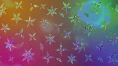 Süslü kumaş deseni. Düz Çiçek Elementleri Tasarımı. Renkli Bahar Teması eskiz kalıbı. Raster illüstrasyonunda çiçek deseni çizimi.