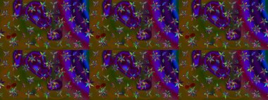 Kahverengi renklerde bahar çiçekleri. Raster deseni. Raster illüstrasyonu. Patlayan çiçekler soyut yerleştirilmiş.