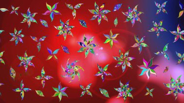 Kırmızı renklerde. Raster illüstrasyonundaki çiçek desenli çizim. Güzel kumaş deseni. Raster illüstrasyonu.