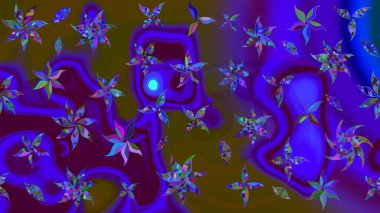 Elle boyanmış suluboya resim çizimleri, çiçekler ve bitkiler. Mor renkte çiçekler.