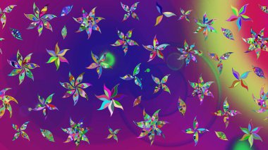 Çiçek deseni. Düz Çiçek Elementleri Tasarımı. Raster güzel kumaş deseni çiziyor. Renkli Bahar Teması çizim şablonu.