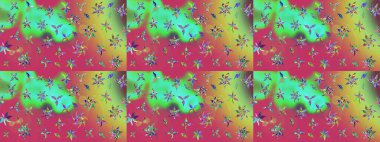 Düz Çiçek Elementleri Tasarım Raster illüstrasyonu. Yeşil renkli çiçekler. Renkli Bahar temalı eskiz kalıbı. Çiçekli çiçek deseni, suluboya..