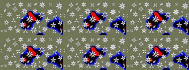 Çiçek deseni. Şatafatlı bahar bahçesi dokusu. Yeşil renkli çiçekler. Yeşil renkte çiçek çizimi. Raster illüstrasyonu.