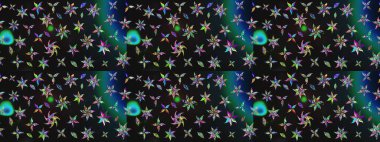 Raster illüstrasyonundaki çiçek desenli çizim. Renkli Bahar Teması eskiz kalıbı. Düz Çiçek Elementleri Tasarımı. Süslü kumaş deseni.