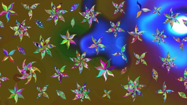 Vadinin yeşil renkli çiçekleri. Raster çiçek desenleri çiziyor..