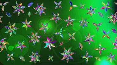 Yeşil renkte çiçek çizimi. Çiçek deseni. Raster illüstrasyonu. Yeşil renkli çiçekler. Şatafatlı bahar bahçesi dokusu.