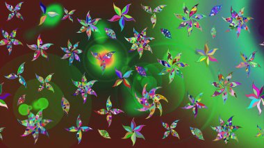 Çiçek izi. Çiçekler suluboya tarzında yeşil renkte. Suluboya çizim deseni.