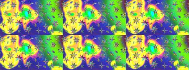 Suluboya tarzında yeşil renkte. Raster illüstrasyonu. Küçük çiçekli bahar deseni çiz.