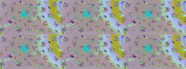 Raster çiçek desenli çiçek deseni, yapraklar, dekoratif elementler, sıçrama, lekeler, el çizimi kontur çizgileri ve Doodle çizim stili, grafik raster çizim çizimi.