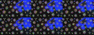 Parmak izi, kumaş, duvar kâğıdı, tekstil için raster dokusu. Renkli grunge soyut arkaplanı kologri çiçeklerle süslüyor. Nakış desenli çiçek deseni..