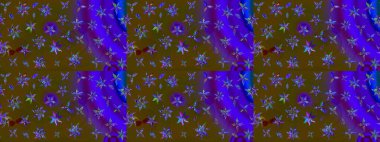 Raster deseni. Kahverengi renklerde bahar çiçekleri. Raster illüstrasyonu. Patlayan çiçekler soyut yerleştirilmiş.