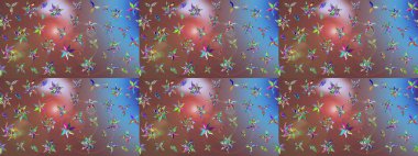 Raster illüstrasyonundaki çiçek desenli çizim. Kahverengi renkte çiçekler.