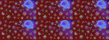 Çiçekli karalama şeklinde Raster çiçek deseni. Raster illüstrasyonu. Kibarca, yaz çiçekleri kırmızı renklerde.