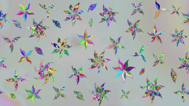 Raster Çiçek İllüstrasyonu 'nun şirin tekstili. Gri renkli etnik çiçeklerle zarif eskiz deseni.