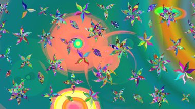 Raster illüstrasyonu. Mavi renkli çiçekler. Şatafatlı bahar bahçesi dokusu. Çiçek deseni. Mavi renkte çiçek çizimi.