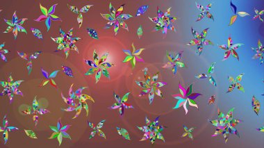 Çiçekli yaz çiçekleri. Robot resim. Küçük renkli çiçekler. Motley illüstrasyonu. Moda baskıları için zarif bir şablon. Küçük çiçekte şirin desenler.