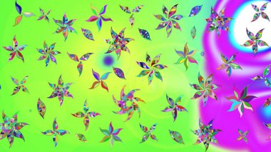 Yumuşak, yaz çiçekli arka plan. Yeşil renkli çiçekler. Raster çiçek desenli ve çiçekli..