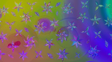 Süslü kumaş deseni. Raster illüstrasyonundaki çiçek desenli çizim. Düz Çiçek Elementleri Tasarımı. Renkli Bahar Teması çizim şablonu.